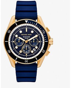 Michael Kors Oversized Maritime-Tone And Silicone Watch - Blue