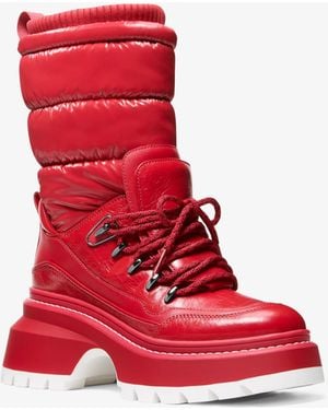 MICHAEL Michael Kors Shiloh Mixed-Media Boot - Red