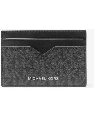 Michael Kors Mk Porta Carte Di Credito Hudson Con Logo - Bianco