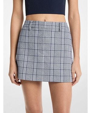 MICHAEL Michael Kors Mk Plaid Stretch Crepe Trouser Mini Skirt - Blue
