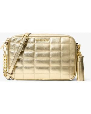 MICHAEL Michael Kors Mk Jet Set Medium Quilted Metallic Leather Crossbody Bag - Natural