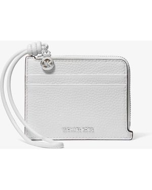 MICHAEL Michael Kors Mk Jet Set Small Pebbled Leather Card Case Wristlet - White