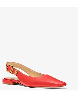 Michael Kors Mk Darrington Crackled Leather Flat - Red