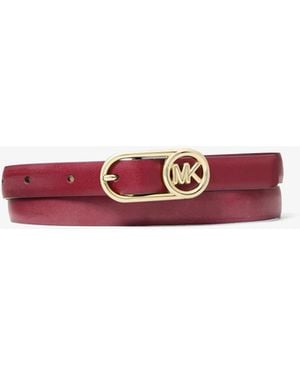 MICHAEL Michael Kors Michael Kors Logo Buckle Leather Belt - Red