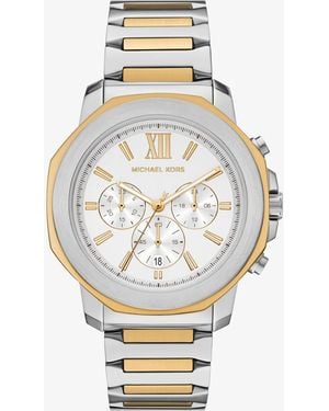 Michael Kors Oversized Prescott Two-Tone Watch - White