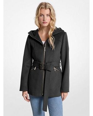 Michael Kors Wool Blend Hooded Coat - Black