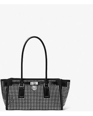 Michael Kors Hamilton Moderne Small Studded Suede Satchel - Black