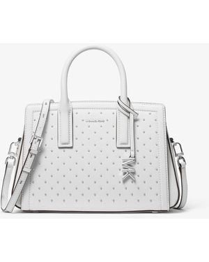 MICHAEL Michael Kors Mk Laila Small Studded Leather Satchel - White