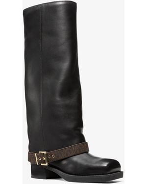 MICHAEL Michael Kors Mk Colby Leather And Signature Logo Boot - Black