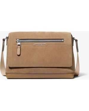 Michael Kors Hudson Small Suede Messenger Bag - Natural