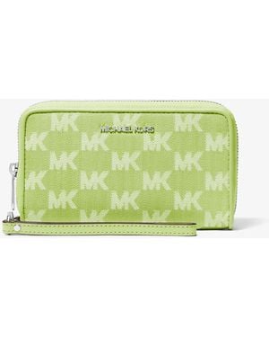 Michael Kors Jet Set Travel Large Logo Jacquard Denim Smartphone Wristlet - Green