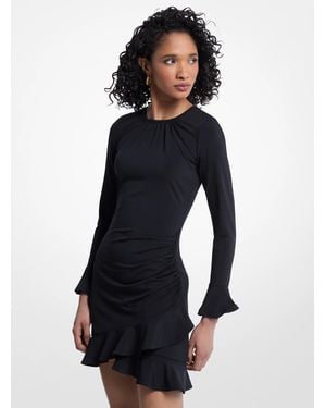 MICHAEL Michael Kors Mk Ruffled Stretch Matte Jersey Dress - Blue