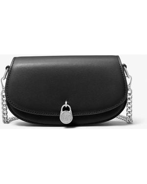 Michael Kors Outlet Mkbandolera Mila Pequeña Transformable De Piel - Gris