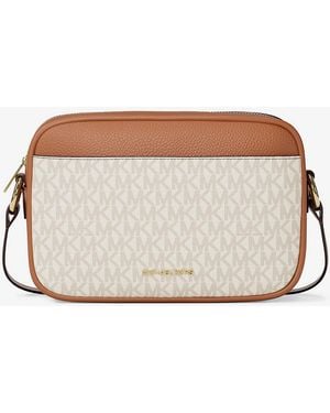 Michael Kors Outlet Mk Jet Set Travel Large Signature Logo Camera Crossbody Bag - Grey