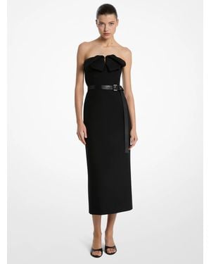 Michael Kors Mk Wool Gabardine Origami Strapless Sheath Dress - Black