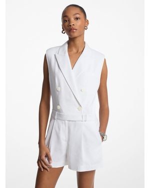 MICHAEL Michael Kors Mk Linen And Cotton Blend Tailored Romper - White