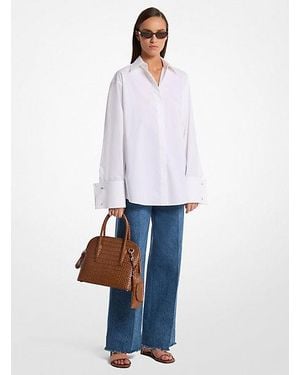 Michael Kors Tyler Oversized Washed Cotton Poplin Shirt - White
