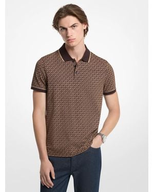 Michael Kors Mk Signature Logo Cotton Jersey Polo Shirt - Brown