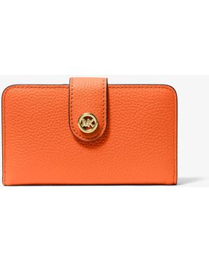 Michael Kors Mk Pop Charm Medium Pebbled Leather Wallet - Orange