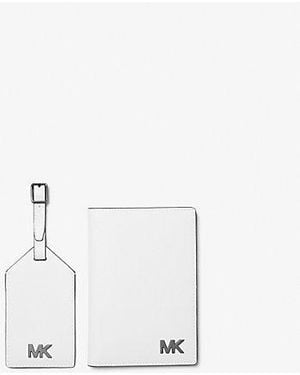 Michael Kors Cooper Saffiano Leather Passport Case And Luggage Tag Gift Set - White
