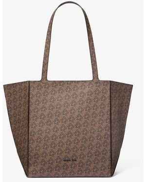 Michael Kors Mk Borsa Tote Jordi Grande Con Stampa Logo Empire - Marrone