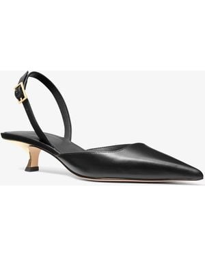 MICHAEL Michael Kors Mk Luna Leather Slingback Kitten Pump - White