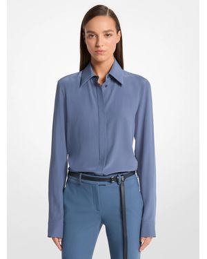Michael Kors Michael Kors Hansen Silk Crepe De Chine Shirt - Blue