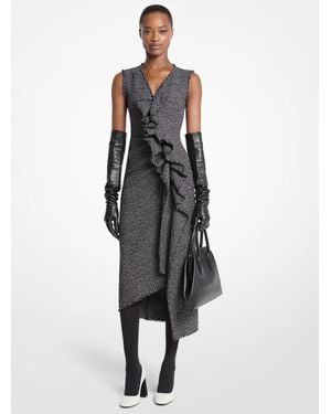 Michael Kors Michael Kors Frayed Crosshatch Tweed Sheath Dress - Blue