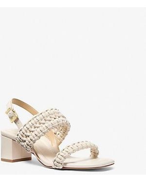 Michael Kors Audrina Woven Block Heel Sandal - Natural