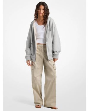 MICHAEL Michael Kors Mk Oversized Fleece-Lined Cotton Hoodie - Grey