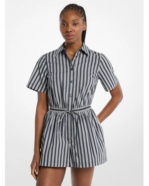 Michael Kors Striped Cotton Poplin Romper - White
