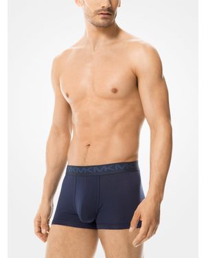 Michael Kors Outlet Mkpack De Tres Calzoncillos Boxer De Algodón Elástico - Azul