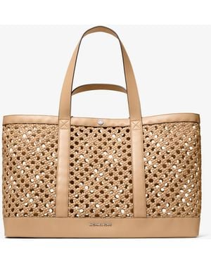 Michael Kors Mk Whitley Medium Hand-Woven Tote Bag - Metallic
