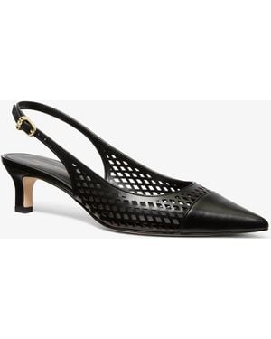 MICHAEL Michael Kors Michael Kors Amara Laser-Cut Leather Slingback Pump - White