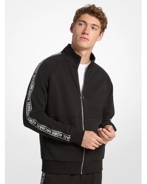 Michael Kors Mk Logo Tape Cotton Blend Zip-Up Jacket - Black