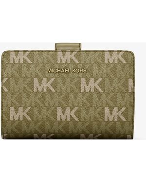 Michael Kors Jet Set Travel Medium Signature Logo Billfold Wallet - Green