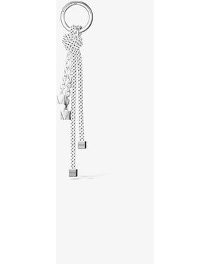 Michael Kors Mkadorno Para Bolso En Tono Plateado Moteado Con Cordón - Blanco