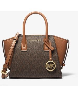 Michael Kors Outlet Mk Avril Extra-Small Signature Logo Satchel - Brown