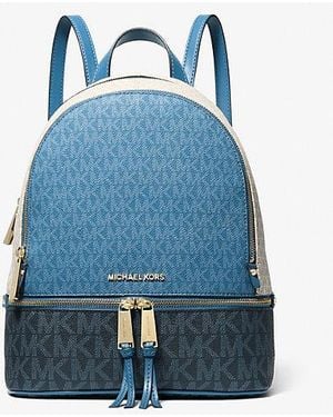 MICHAEL Michael Kors Rhea Medium Color-Block Logo Backpack - Blue