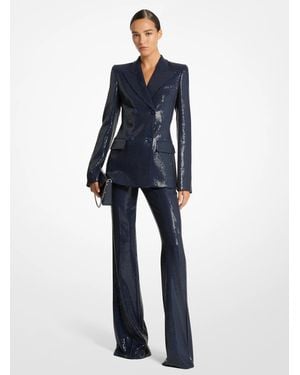 Michael Kors Sequin Double Breasted Blazer - Blue
