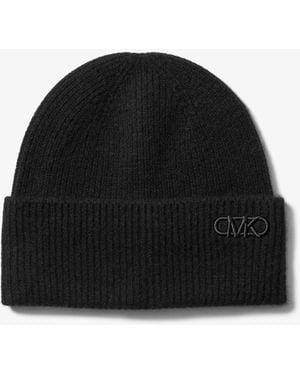 MICHAEL Michael Kors Ribbed Cashmere Beanie Hat - Black