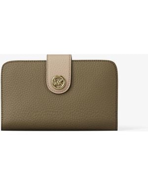 MICHAEL Michael Kors Mk Pop Charm Medium Color-Block Pebbled Leather Logo Wallet - Natural