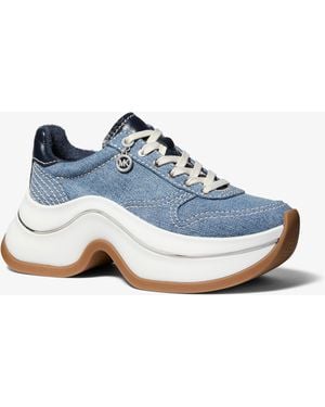 MICHAEL Michael Kors Mk Arla Denim And Leather Trainer - Blue