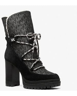Michael Kors Culver Mixed-Media Platform Boot - Black