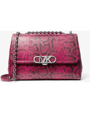 Michael Kors Borsa a spalla Parker extra-large in pelle stampa serpente - Rosso