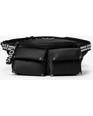 Michael Kors Olivia Large Studded Satin Belt Bag - Black