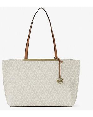 Michael Kors Evelyn Large Signature Logo Tote Bag - Natural