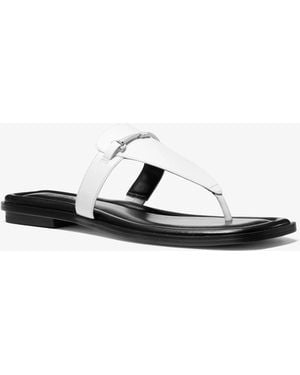 MICHAEL Michael Kors Mk Lena Leather T-Strap Sandal - White