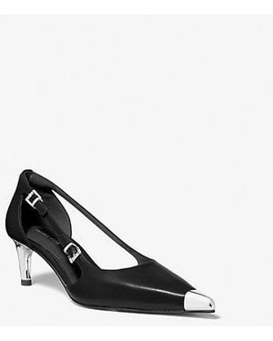 MICHAEL Michael Kors Kasia Leather Kitten Pump - White