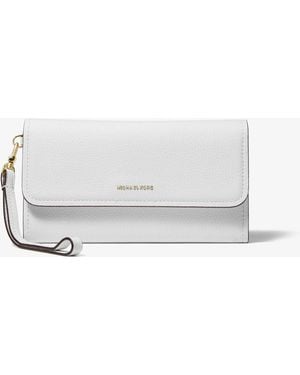 MICHAEL Michael Kors Mk Jet Set Medium Pebbled Leather Smartphone Wristlet - White